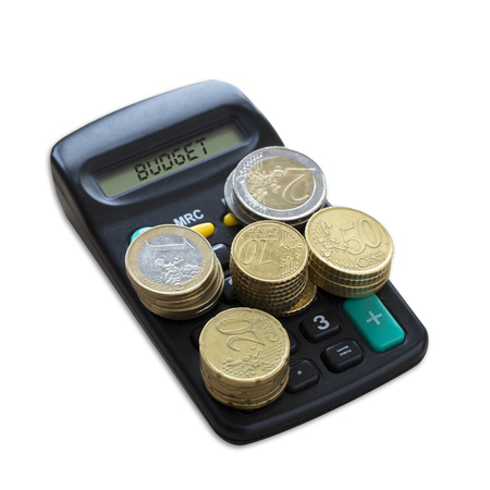 Calculator and euros money isolatedの写真素材