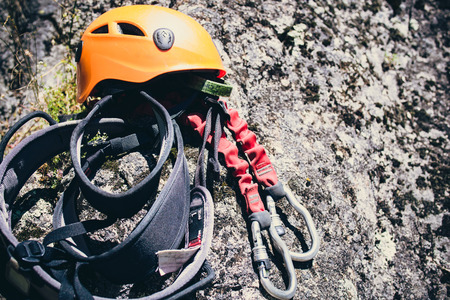 Equipment for climbing Via Ferrataの写真素材