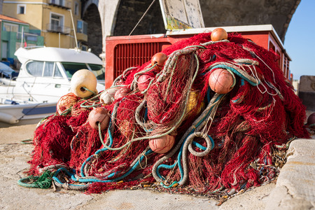 Net fishing close up and sunの写真素材