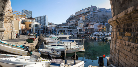 Marseille Vallon des Auffes Panormic viewのeditorial素材