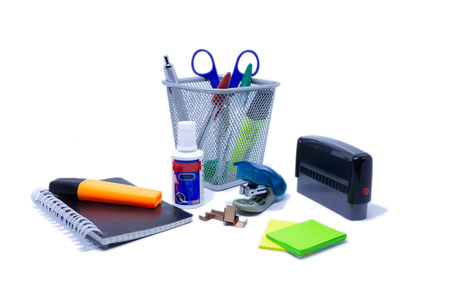 Office supplies isolated on white background - Collection suppliesの写真素材
