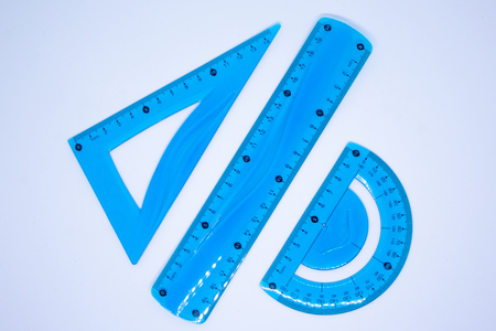 Set of measurement instrument- protractor, ruler - Collection suppliesの写真素材