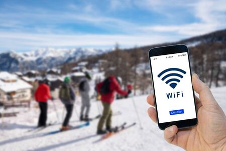smartphone connected to the WIFI system, outside