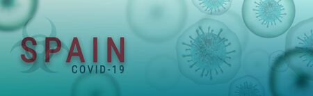 Coronavirus Covid-19 in Spain banner illustration - Microbiology And Virology Conceptの写真素材