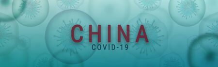 Coronavirus Covid-19 in China banner illustration - Microbiology And Virology Conceptの写真素材