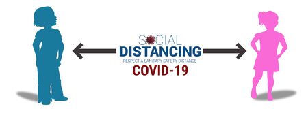 Social Distancing Covid-19 banner illustration concept