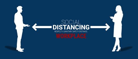 Social Distancing Covid-19 banner illustration conceptの写真素材