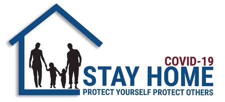 Covid-19, Stay Home illustration banner. Stay Home Stay Safeの写真素材