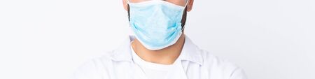 Caucasian dentist man isolated on white backgroundの写真素材