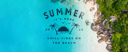 Seychelles Island Summer banner, Concept travel to exotic destinationの写真素材