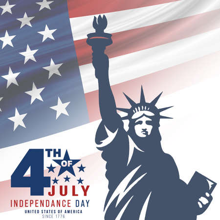 4th of July, USA celebration of Independence day - Frame square illustrationの写真素材