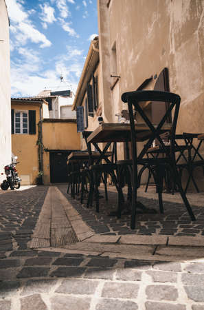 Little paved street in village of Cassis, 13 Bouches du RhÃ´ne, PACA, South, Franceの写真素材