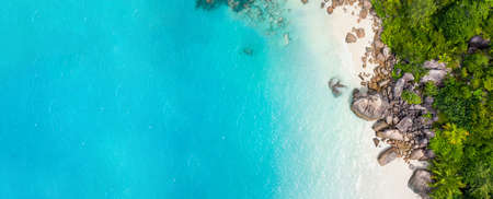 Seychelles Island Summer banner, Concept travel to exotic destinationの写真素材