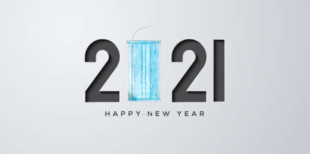 happy new year 2021- Special coronavirus, covid 19 - Concept cardの写真素材