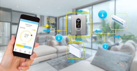 Smart home application on smartphone screen