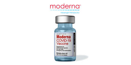 Marseille, France - March 16, 2021: Moderna Inc vaccine - COVID-19 Coronavirus Vaccine on Vial - Banner design with copy spaceのeditorial素材