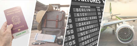 Travel concept, Departure for a trip, picture collage on the theme of vaccation travel