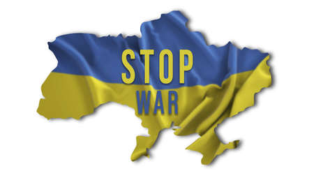Ukraine, War in Ukraine Illustrated with Country Flag and Titles - Banner Design with copy spaceの写真素材