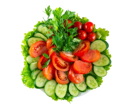 Fresh, sliced ââvegetables on a plateの写真素材
