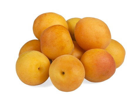 Ripe sweet apricots. Isolated on white background.の写真素材