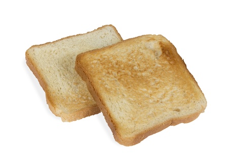 two toast isolated on white の写真素材