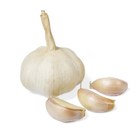 Fresh garlic, isolated on a white background. の写真素材