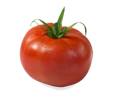 fresh ripe tomato isolated on white backgroundの写真素材