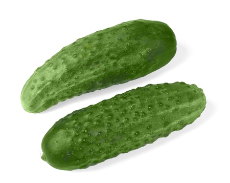 Two cucumber isolated on white backgroundの写真素材