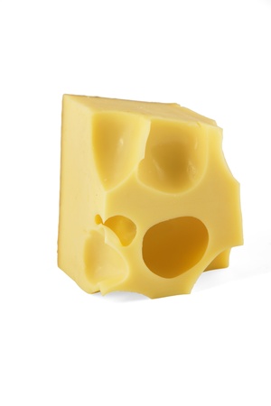 Piece of cheese on white background の写真素材