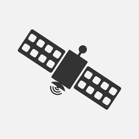 Satellite icon. Silhouette flat design vector illustrationのイラスト素材