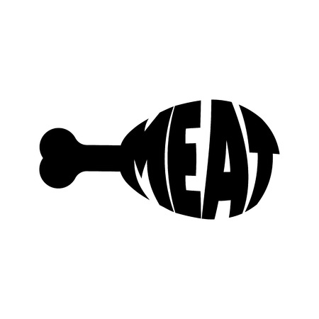 Monochrome meat stylized a silhouette with the text.のイラスト素材