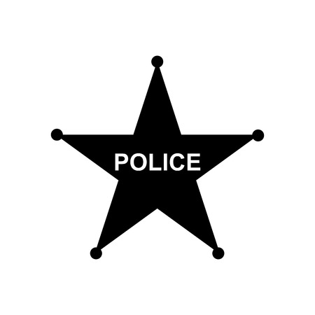 Police star icon in flat design. Silhouette vector illustrationのイラスト素材