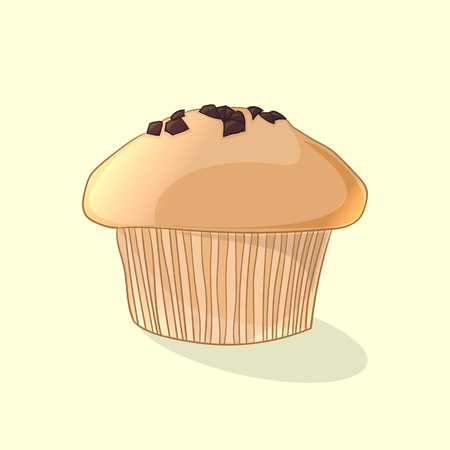 Fresh delicious muffin, chocolate chip cookie. Cartoon style vector illustrationのイラスト素材