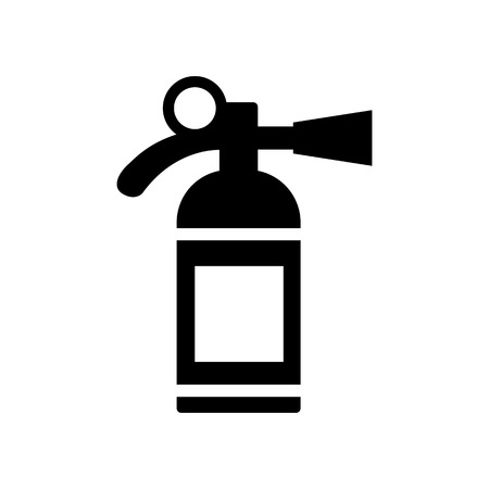 Fire extinguisher icon isolated on the white background. Silhouette flat design vector illustrationのイラスト素材