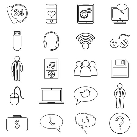 Simple set of customer relationship management, feedback, review, emotion symbols and more. Vector lineのイラスト素材