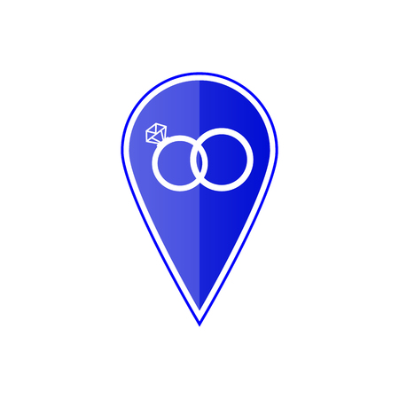 Blue map pointer with wedding rings iconのイラスト素材