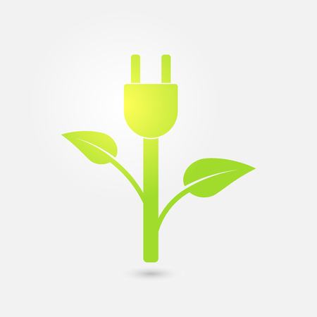 Green Plug Power Consumption. Ecology Charging  vector icon.のイラスト素材