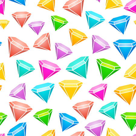Gem stones seamless pattern. Brilliant and diamonds background.  Vectorのイラスト素材