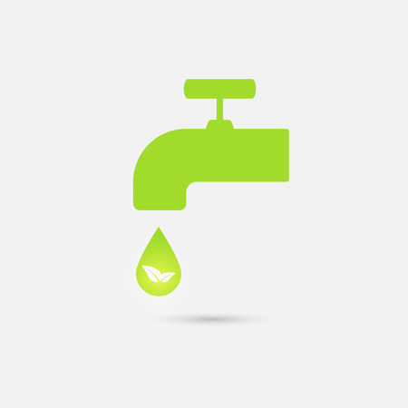 Green icon save environment and water concept. Kitchen faucet symbol. Vectorのイラスト素材
