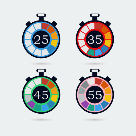 Timer icons with color gradation. Counting down time. Vector designのイラスト素材