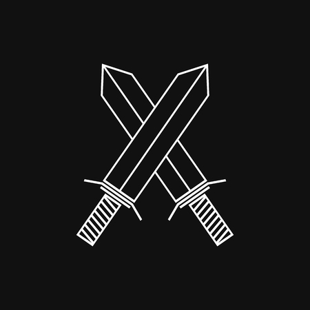 Crossed swords. Battle symbol. Vector linear iconのイラスト素材
