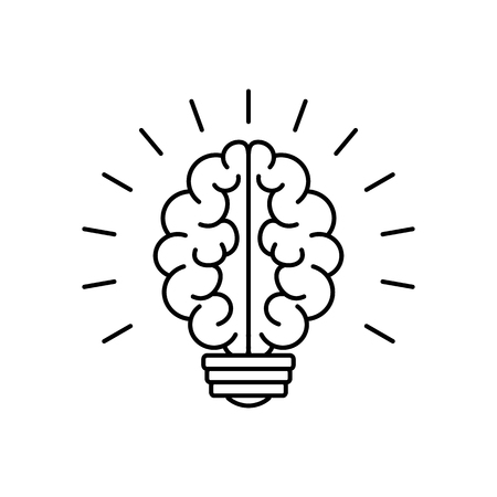 Light bulb brain icon, vector illustration. Creative thoughts concept.のイラスト素材