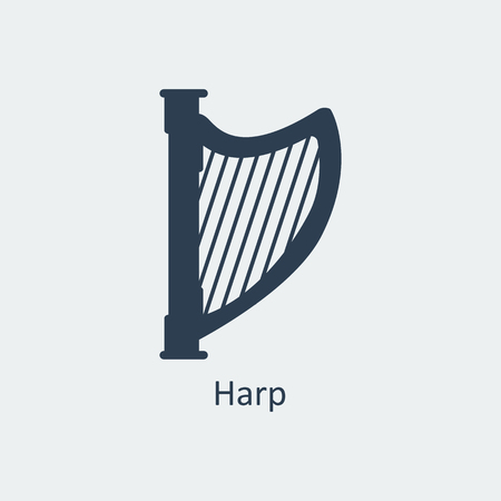 Harp icon. Musical symbol. Silhouette vector iconのイラスト素材