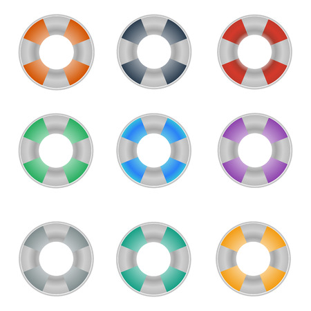 Set of colorful lifebuoy icons on the white background. Vector designのイラスト素材