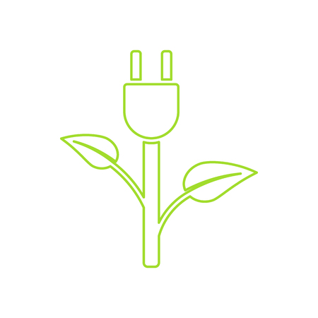Green Plug Power Consumption. Ecology Charging  vector icon.のイラスト素材