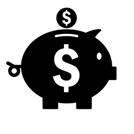 Piggy bank icon. Silhouette saving money symbol. Vector illustration isolated on white backgroundのイラスト素材