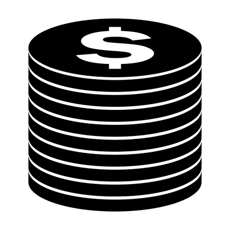 Stack of coins icon. Silhouette vector illustrationのイラスト素材