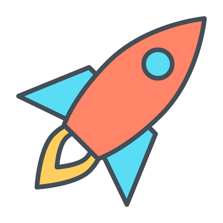 Rocket line icon. Business startup symbol in outline style. Vector pictogramのイラスト素材