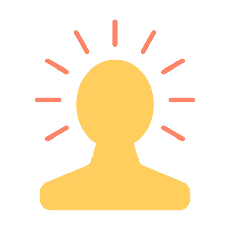 New bright idea in human head icon. Thinking about success solution.  Lightbulb creativity concept. Vector.のイラスト素材