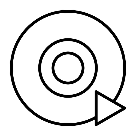 Disc CD DVD line icon and play sign. 96x96 for Web Graphics and Apps.  Simple Minimal Pictogram.Vectorのイラスト素材